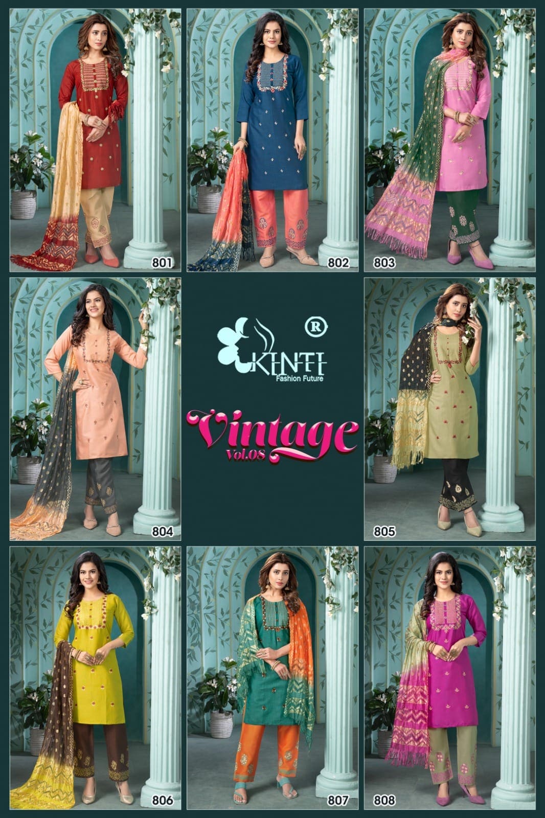 Kinti Vintage Vol 8 Designer Readymade Kurti Pant With Dupatta